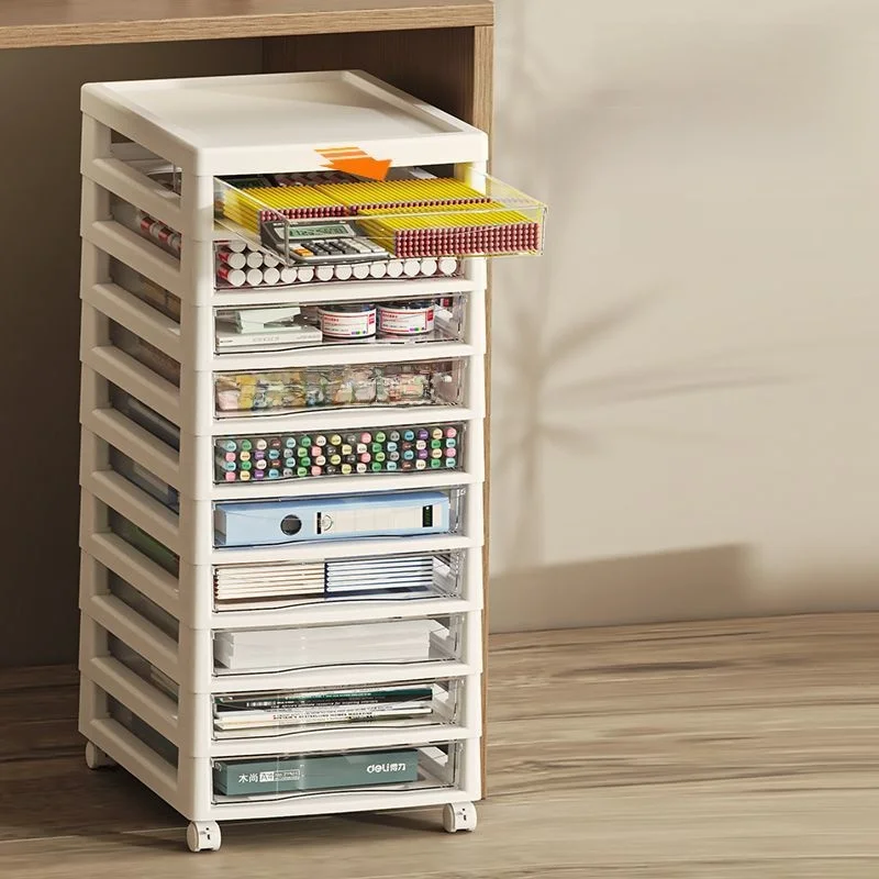 Multi-Layer Drawer Style Home Storage Box Transparent Wheel-Carried Cart under Table Organization Rack Home Decoration Access...