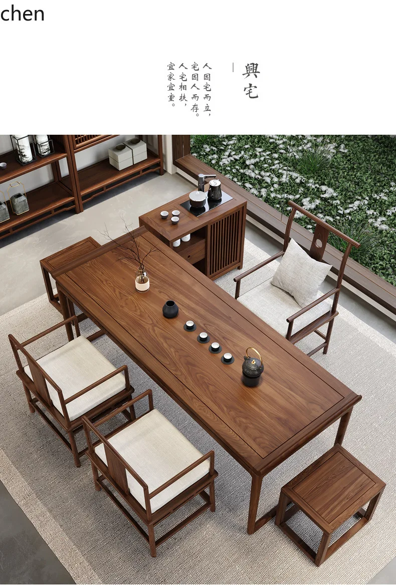CZ Calligraphy Painting Desk Zen Furniture New Chinese Style Desk and Chair Set Modern Solid Wood Writing Desk and Chair