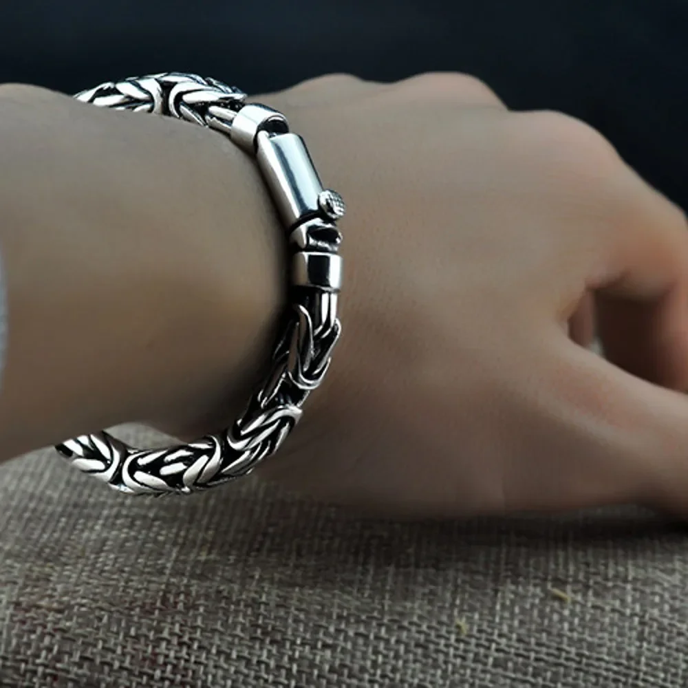 

New Solid 100% S925 Pure Silver Bracelet for Woman and Man Handmade Peace Pattern Trendy Jewelry Free Shipping