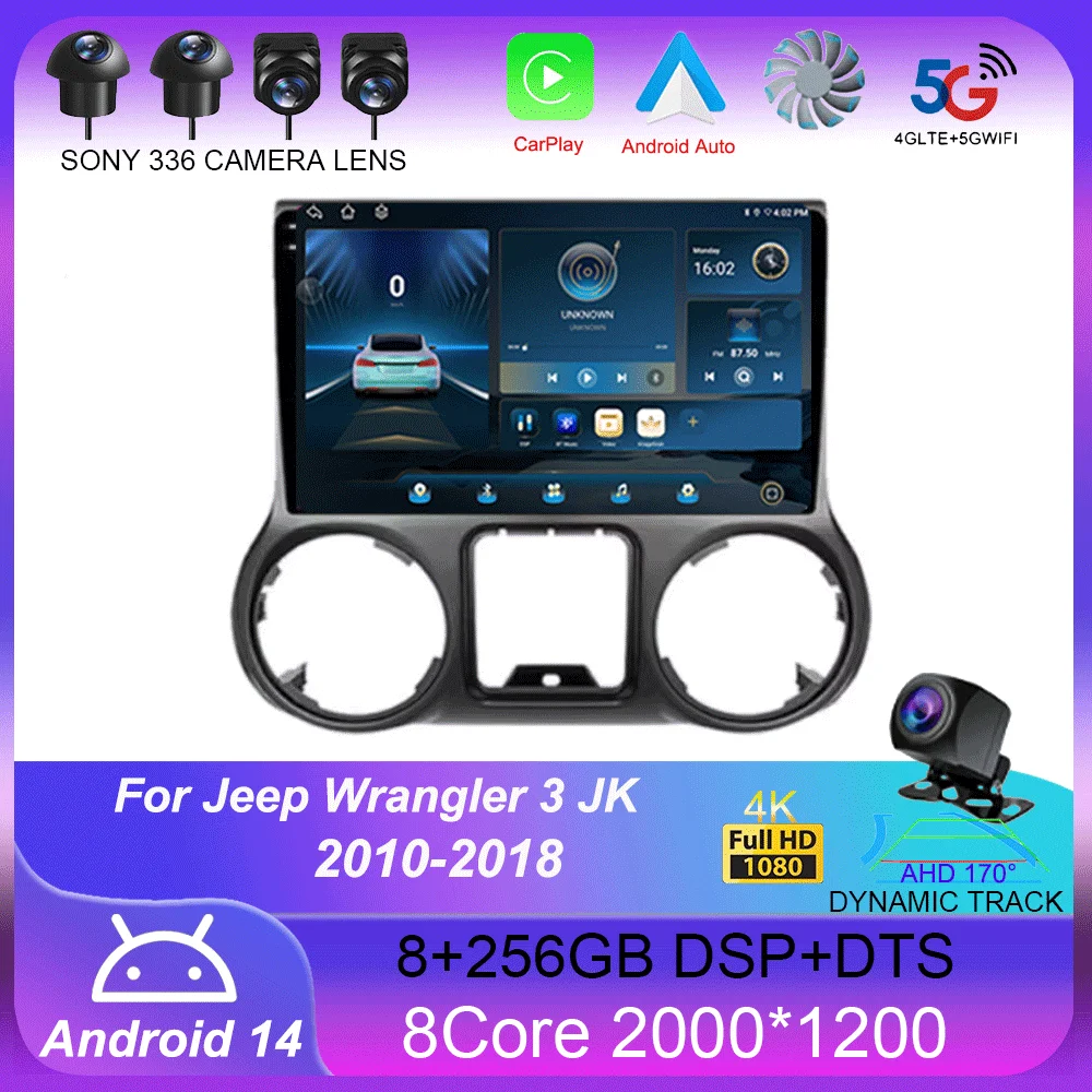 

Android 14 For Jeep Wrangler 3 JK 2010 - 2018 Car Radio Multimedia Video Player Navigation stereo GPS