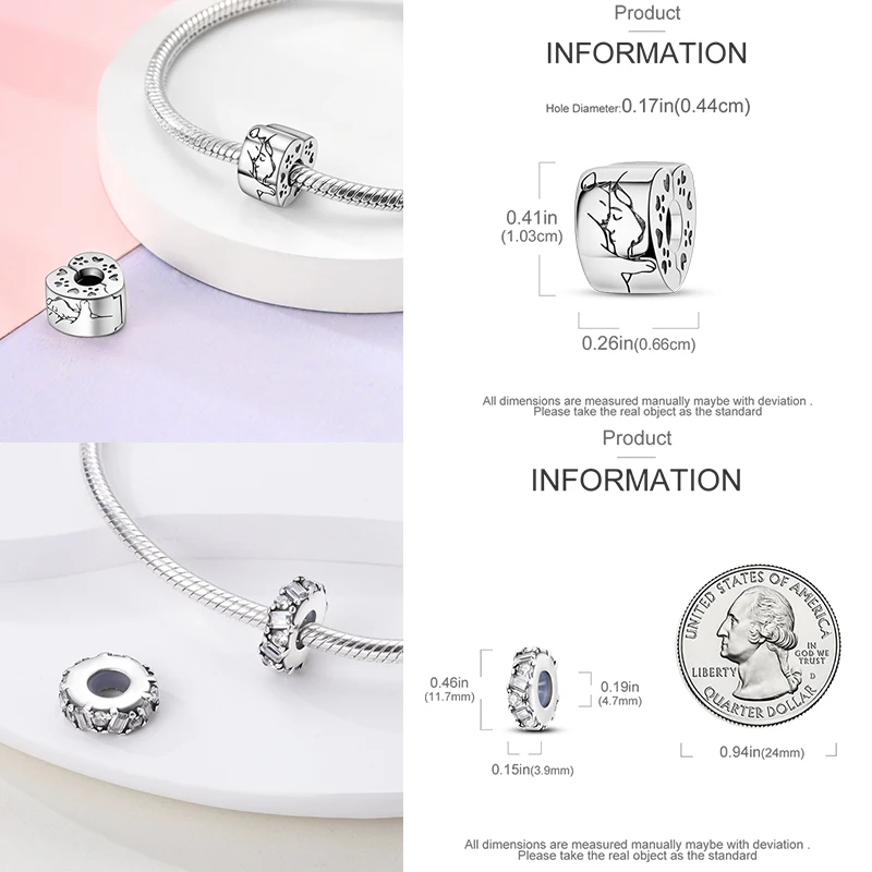 925 Sterling Silber Spacer Charm Perlen Schmetterling Blumen Stern Mond Bunt Lila DIY Armband Halskette Schmuck Geschenk für Frauen – Detail 26