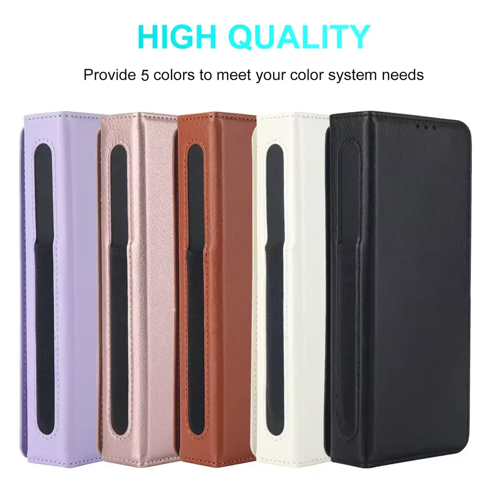 Folding Card Bag Leather Stand Case for Samsung Galaxy Z Fold 3 4 5 6 5G ZFold6 with S Pen Slot Wallet Fold5 Fold4 Fashion Cover
