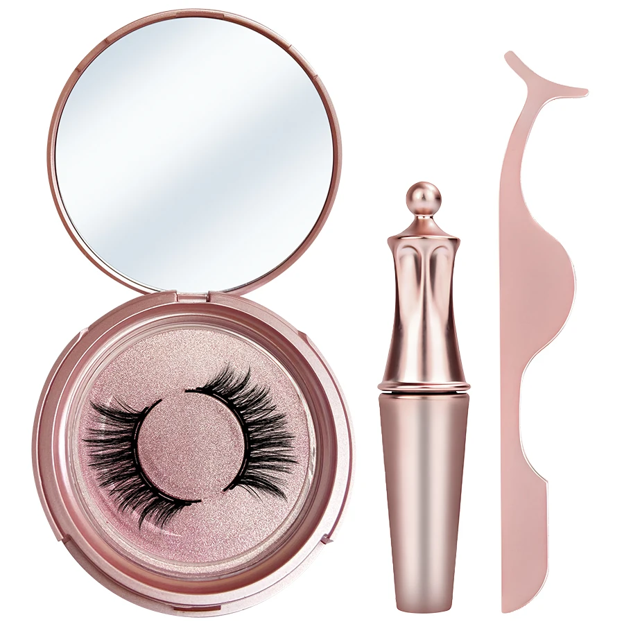 Kit de pestañas magnéticas y delineador de ojos, pestañas postizas magnéticas 3D reutilizables, 1 par