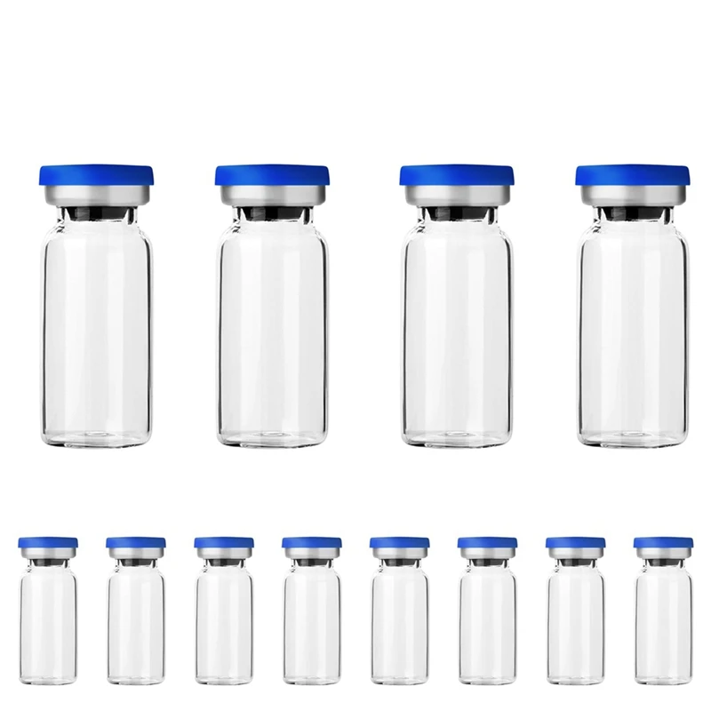 Botol steril dengan Port injeksi penyembuhan sendiri, dengan tutup plastik aluminium, botol kosong tersegel (10ML 12 buah)