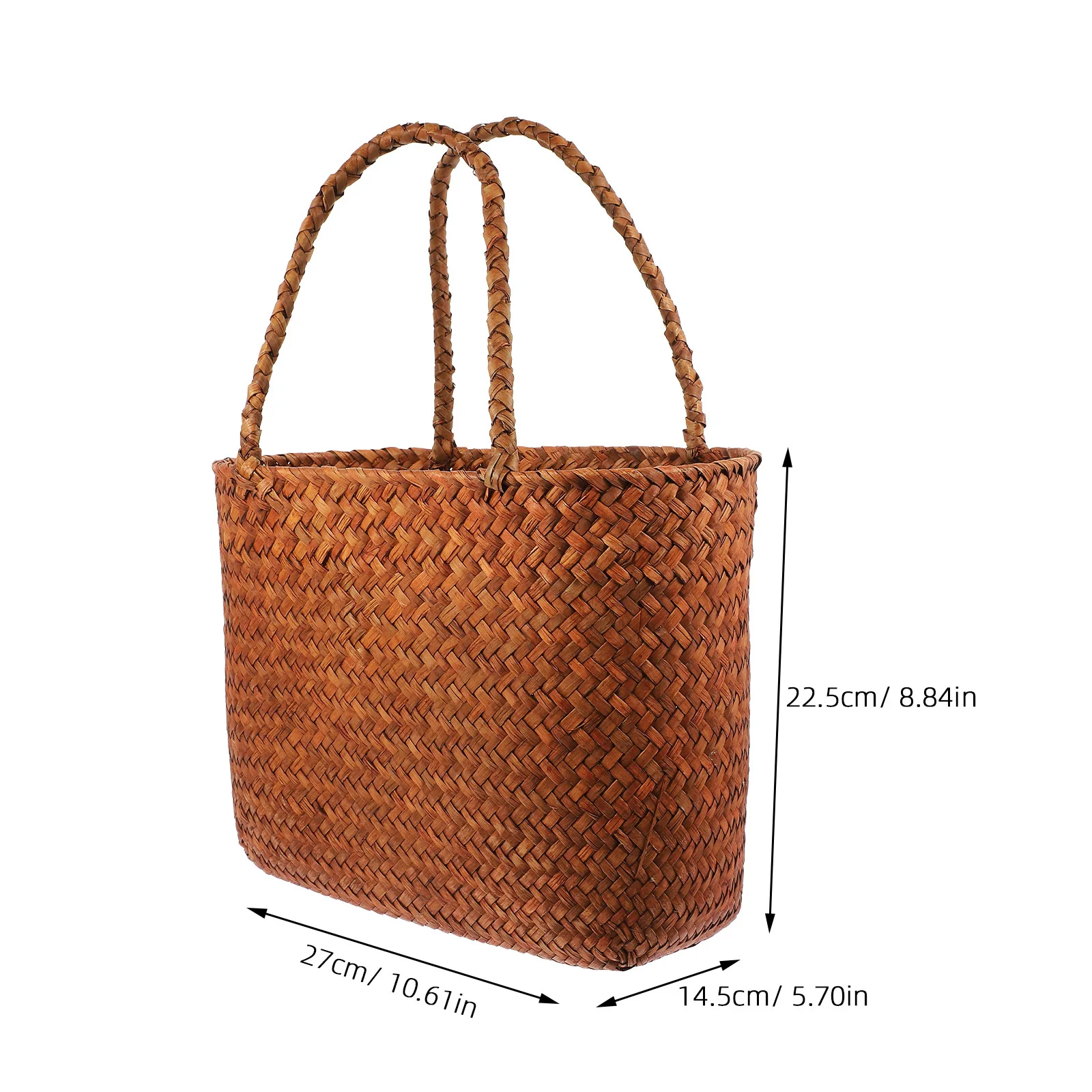 سلة تخزين منسوجة يدويًا للنزهات من القش للفواكه والخضروات والتخييم في الهواء الطلق سلة خفيفة الوزن طبيعية محمولة مع