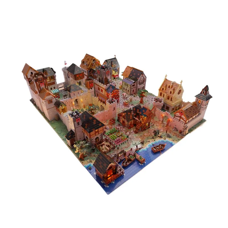 Medieval Royal Country Building para Adultos, Reino Medieval Europeu, Modelo de Montagem, Presente de Aniversário, Acessórios, MOC-108681, 30136Pcs