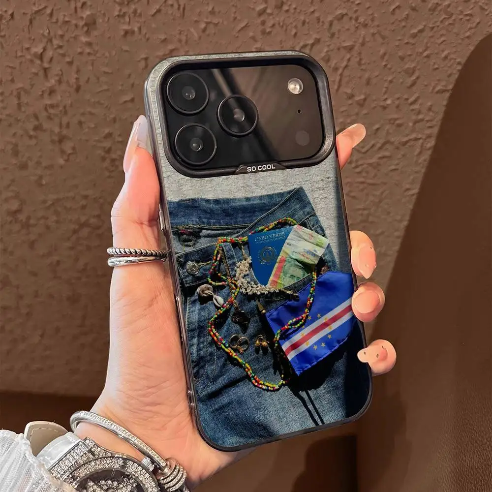 أفريقيا كيب فيردي جواز السفر العلم جراب هاتف آيفون 15,17,11,14,13,16,12,E,Max,Plus,Air,Pro,Mini غطاء أسود غير لامع #2