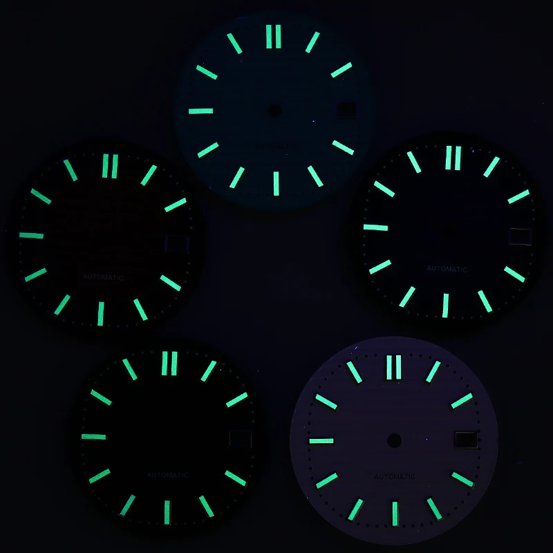 NH35 Dial 30.8mm Modified Nautilus Dial Replacement Parts Date Frame Green C3 Luminous Dial For NH35 Movement Watch Repair Tool