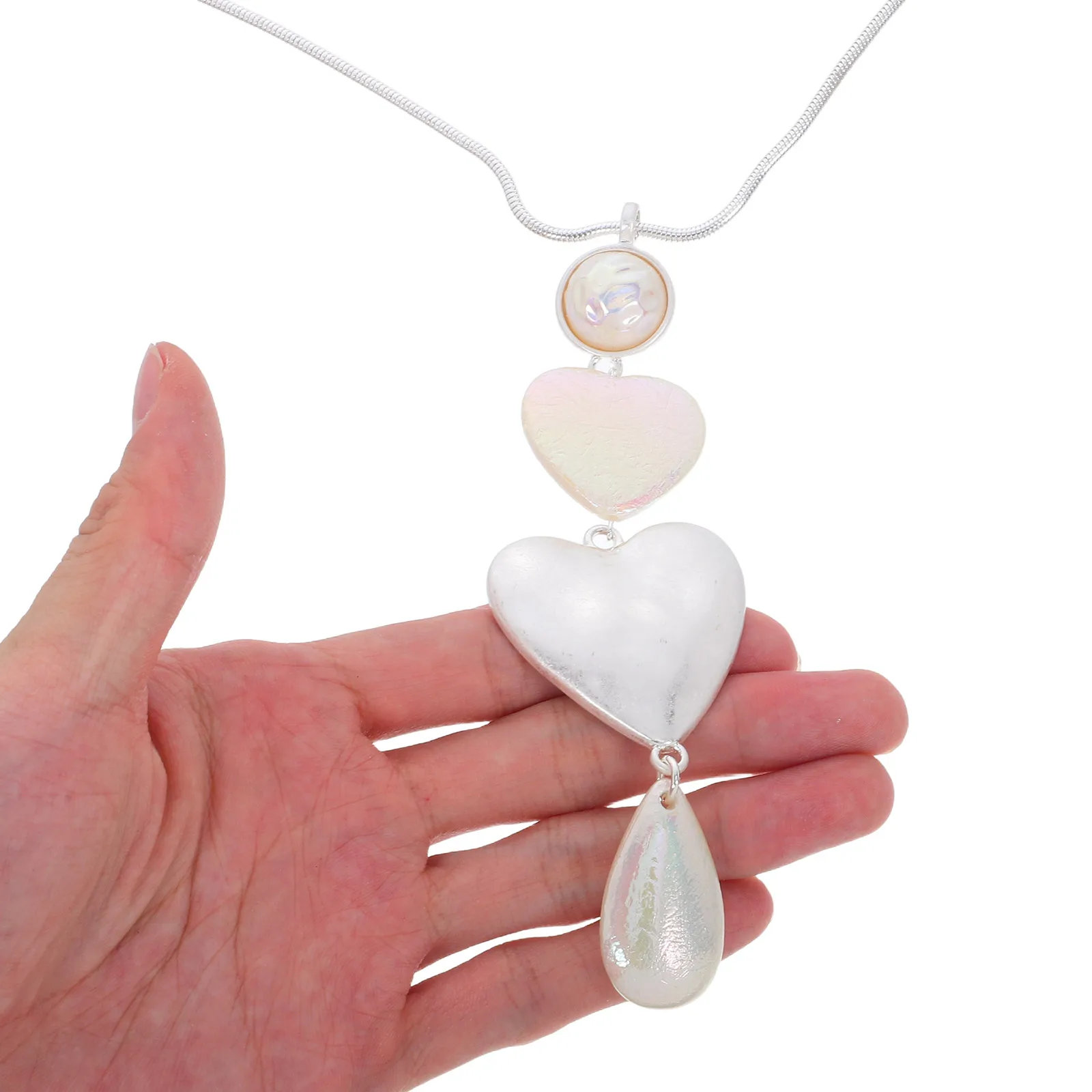 

Peach Heart Necklace Pendant Sweater Chain Heart-shaped Jewelry Dress Alloy Necklaces Charm Costume for Women