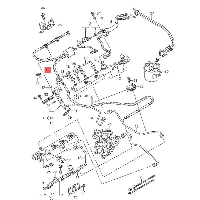 059130218H Auto Parts Fuel Return Line Road Hose Crude Oil Injector Hose Leak Line Auto for Audi A4 A6 C7