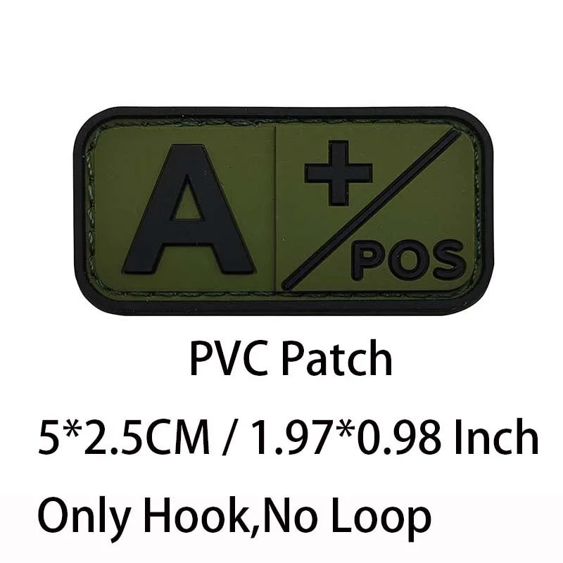Kleiner Aufnäher mit Haken, PVC-Blutgruppe A B AB O POS NEG-Emblemen, Patches militärische taktische Abzeichen am Rucksack, Outdoor-Ausrüstung