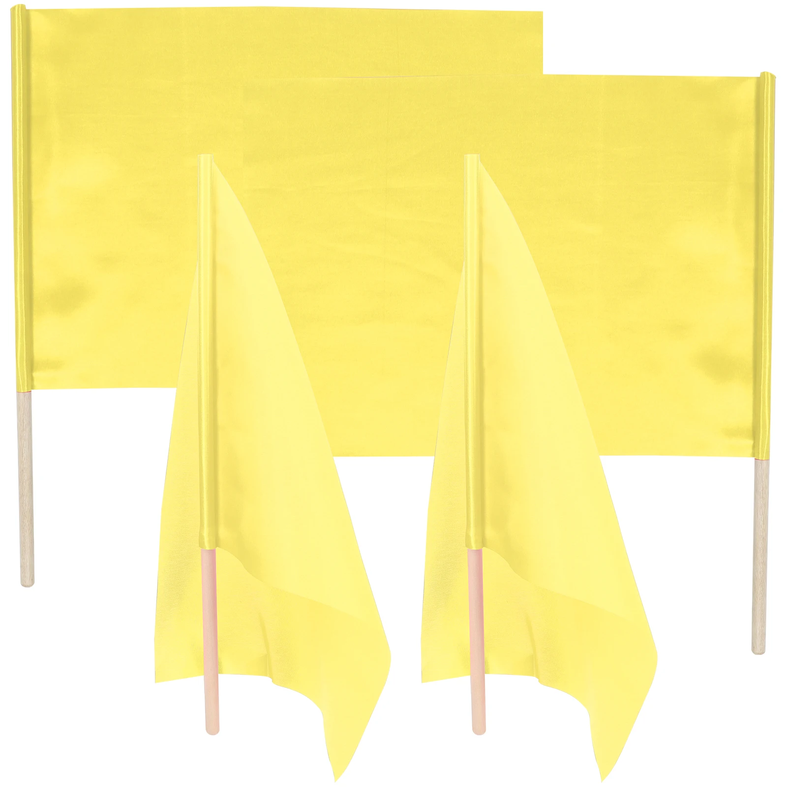 

4 Pcs Flag for Soccer Referees Polyester Hand Flags Match Yellow