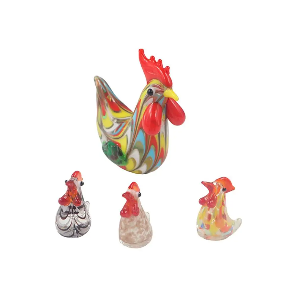 Small Clear Photography Props Home Decor Cute Handmade Rooster Ornament Chick Statue Animal Figurines Crafts Gift