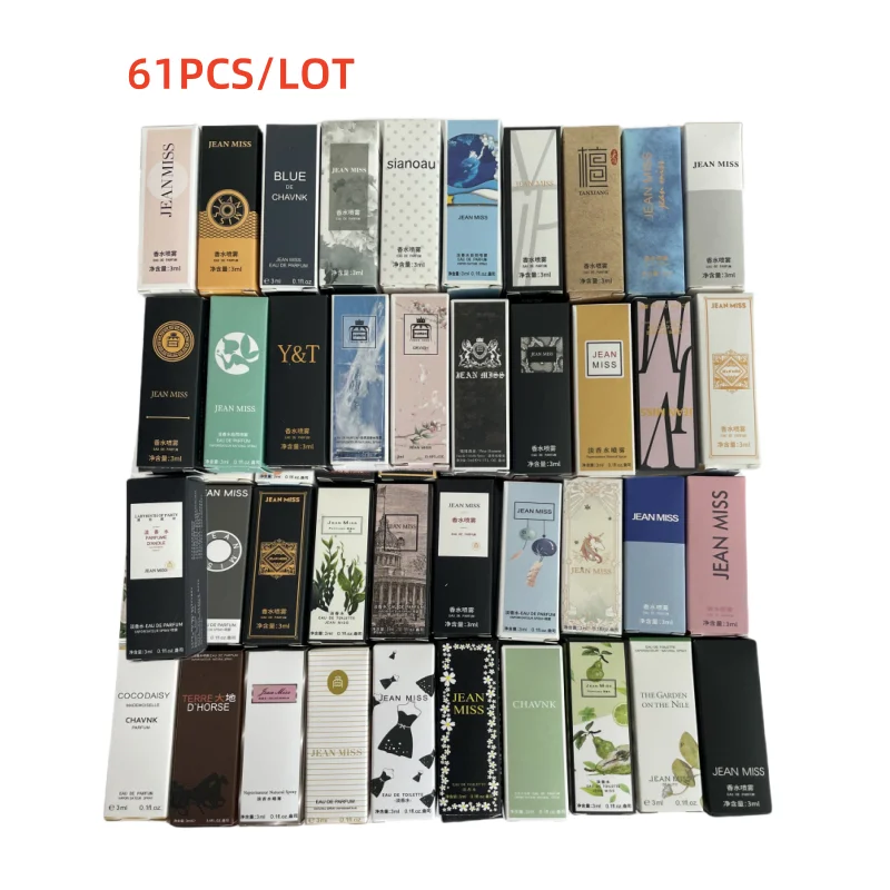 

61pcs/lot 3ml Brand Perfume Woman Men Fragrance Flower Fruit Fragrances JEAN MISS Hot Perfumed Fashion Lady Female Male Perfumes