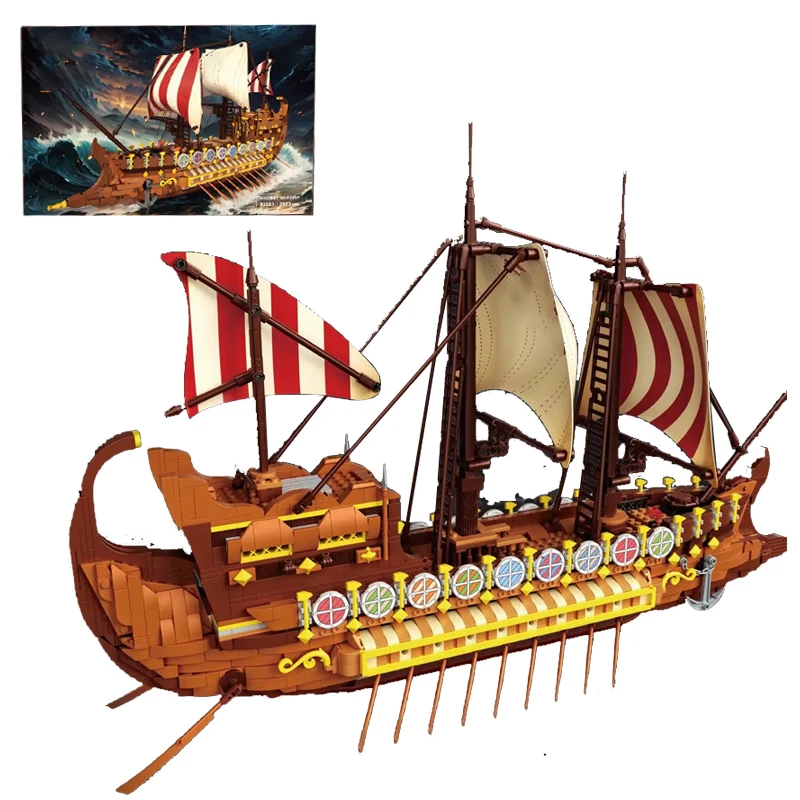 

Набор строительных блоков «Древнеримский трирем» (2073 детали), модель исторического военного корабля, конструктор DIY, игрушка-подарок для взрослых