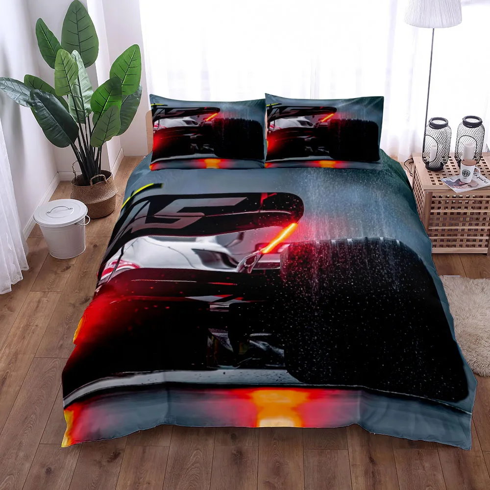 Formula One Sports Duvet Cover Set King Queen Double Twin Single Bed Linen Set