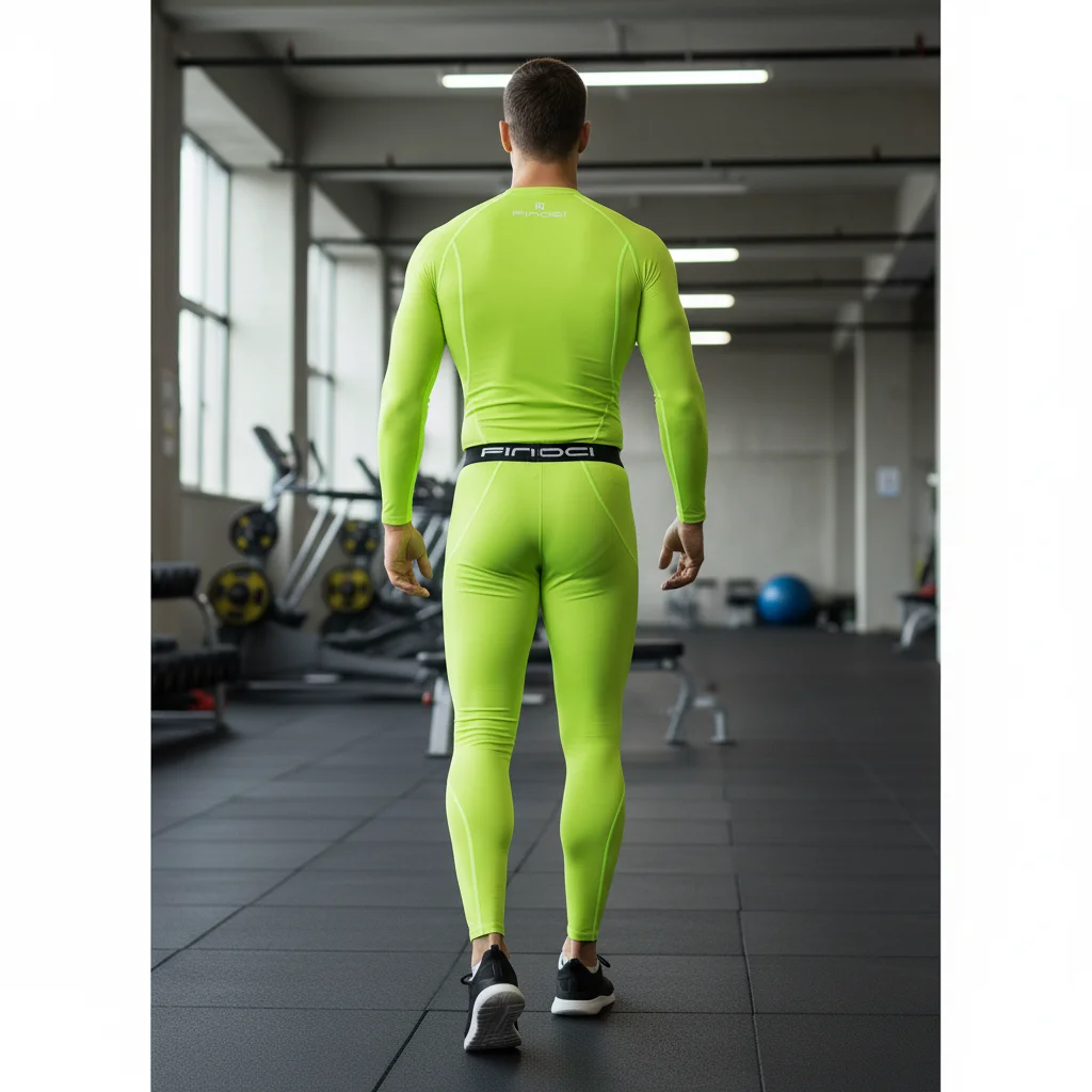 FINDCI Set da corsa sportivo da uomo Camicia a compressione + Pantaloni attillati sulla pelle Maniche lunghe Tuta da fitness ad asciugatura rapida Tute da yoga per palestra