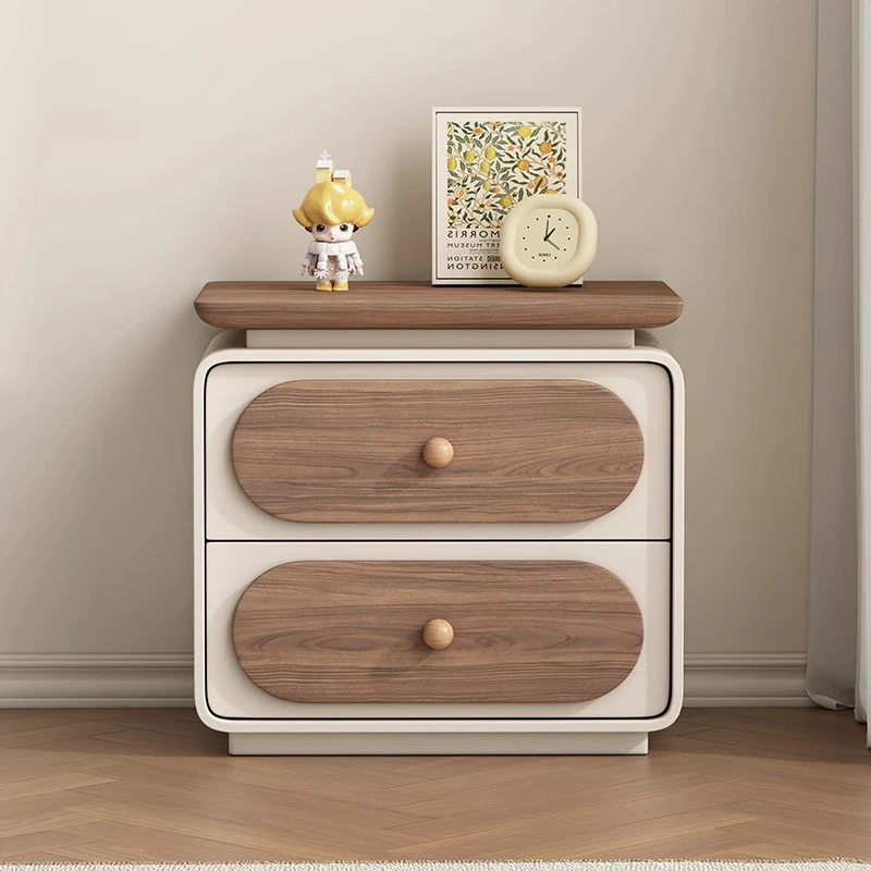 

French Luxury Bedroom Nightstands Unique Brown Design Minimalist Bedsides Table Modern Solid Wood Mesa De Noche Furniture Home