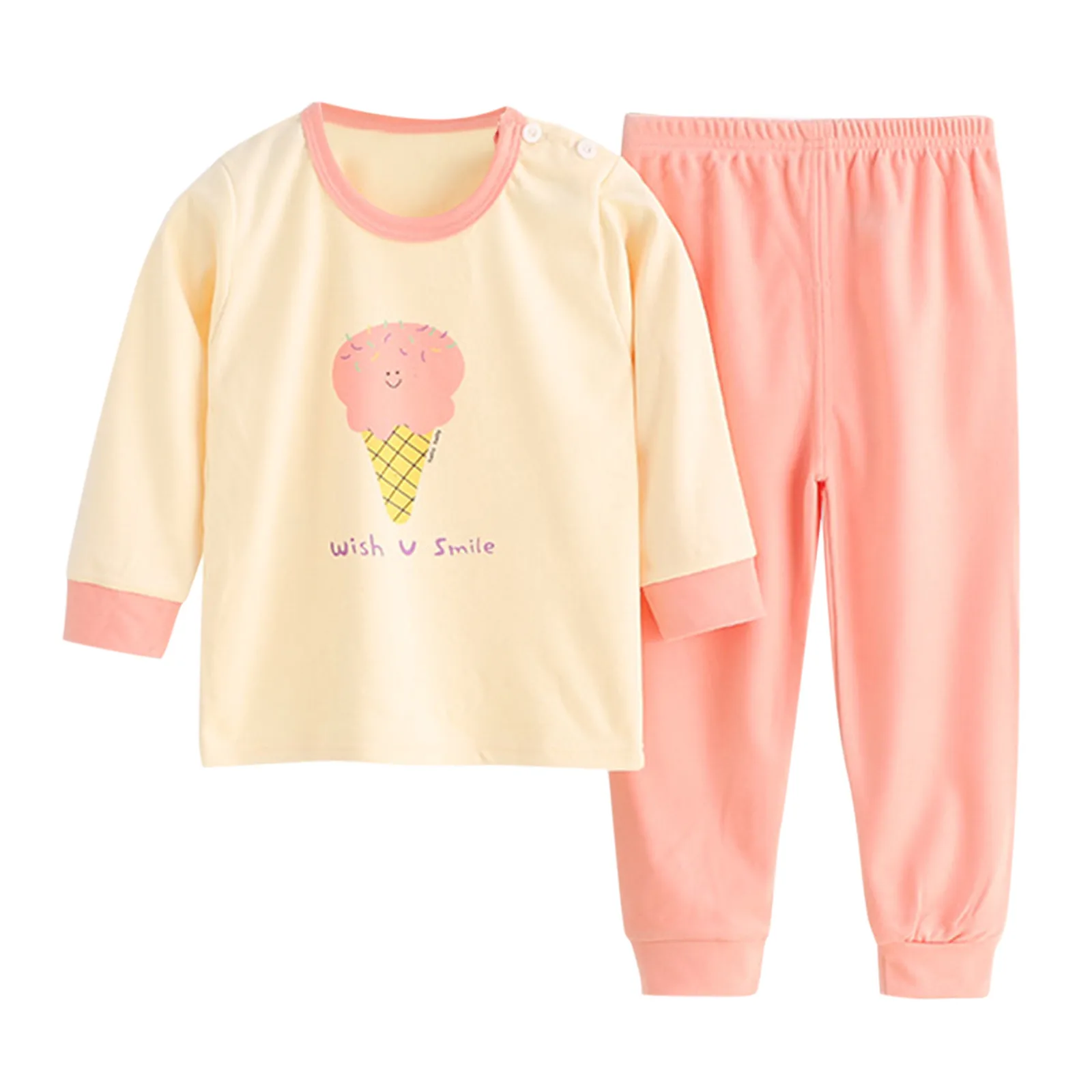 2024 Korean Summer Baby Short Sleeve Children Girls T-shirts 2-8 Years Toddler Girl Tops Kids Girl Ice Cream Print 2pcs Clothes