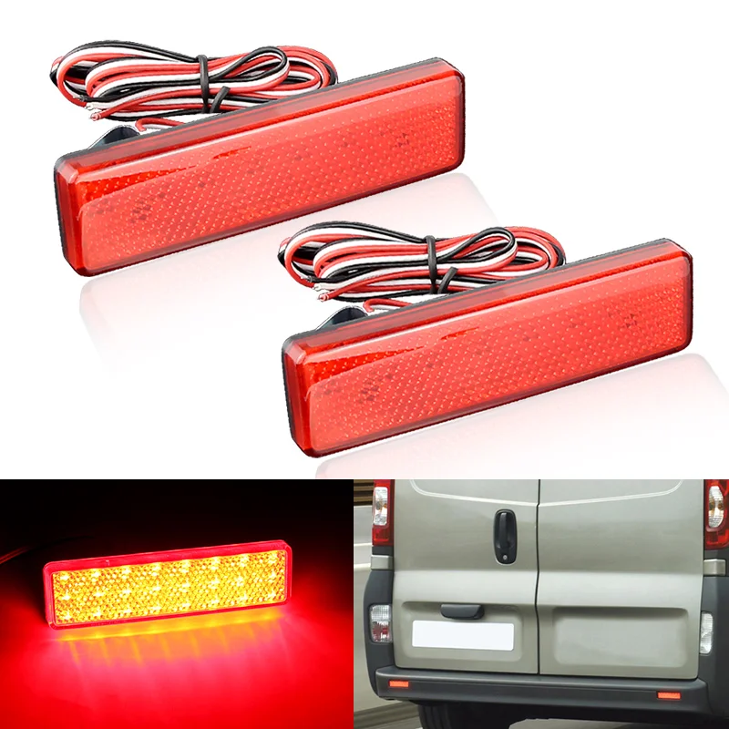 2×for Renault Master Trafic for Nissan Primastar for Opel Vivaro Movano A -LED Rear Bumper Red Taillight Reflector Signal Lights