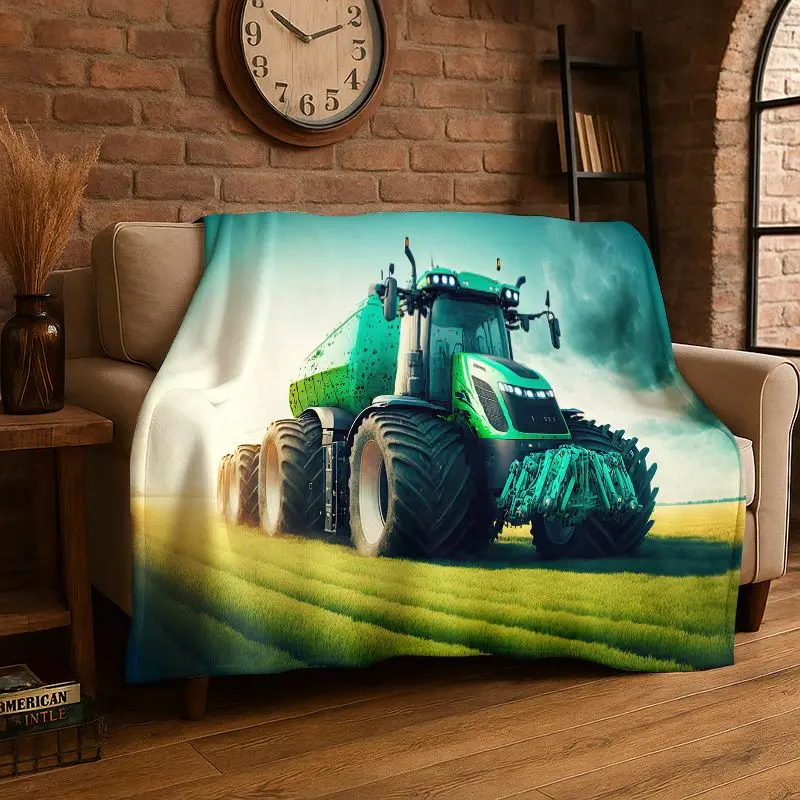 Classic Tractor Car Scenery Flannel Blanket Soft Throw Blanket for Bedroom Living Room Bed Travel Camping Picnic Nap Cover Gift