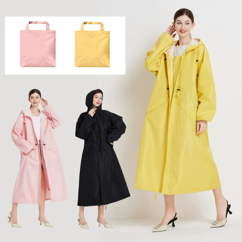 NEW Extended Length Windproof Raincoat Unisex Waterproof Motorcycle Poncho Outdoor Thickened Hooded Jacket for Biker & Adult