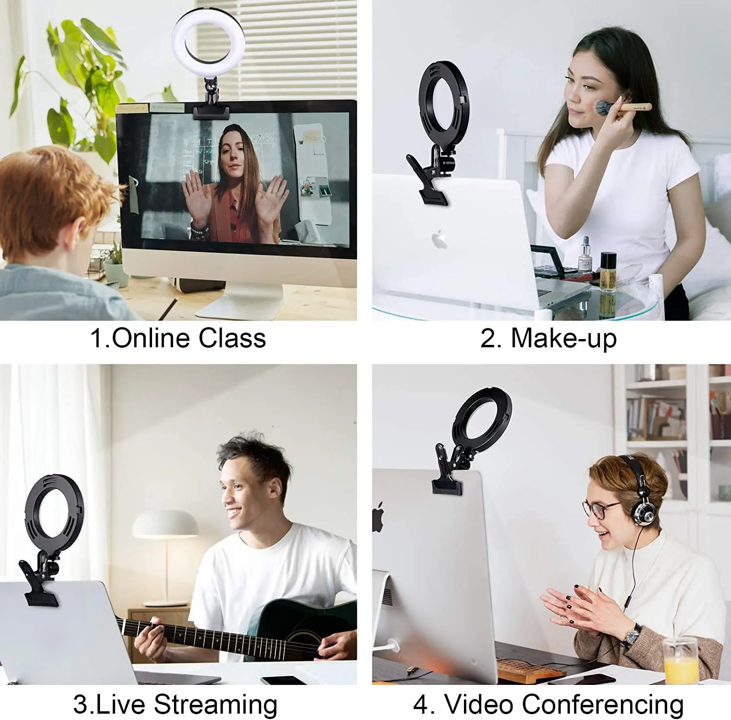 Mastten Vòng Ánh Sáng Cho Điện Thoại Laptop, 6 "Vòng Kẹp Núi, hội Nghị Video Chiếu Sáng Với Bluetooth Từ Xa/Điện Thoại/Chân Máy