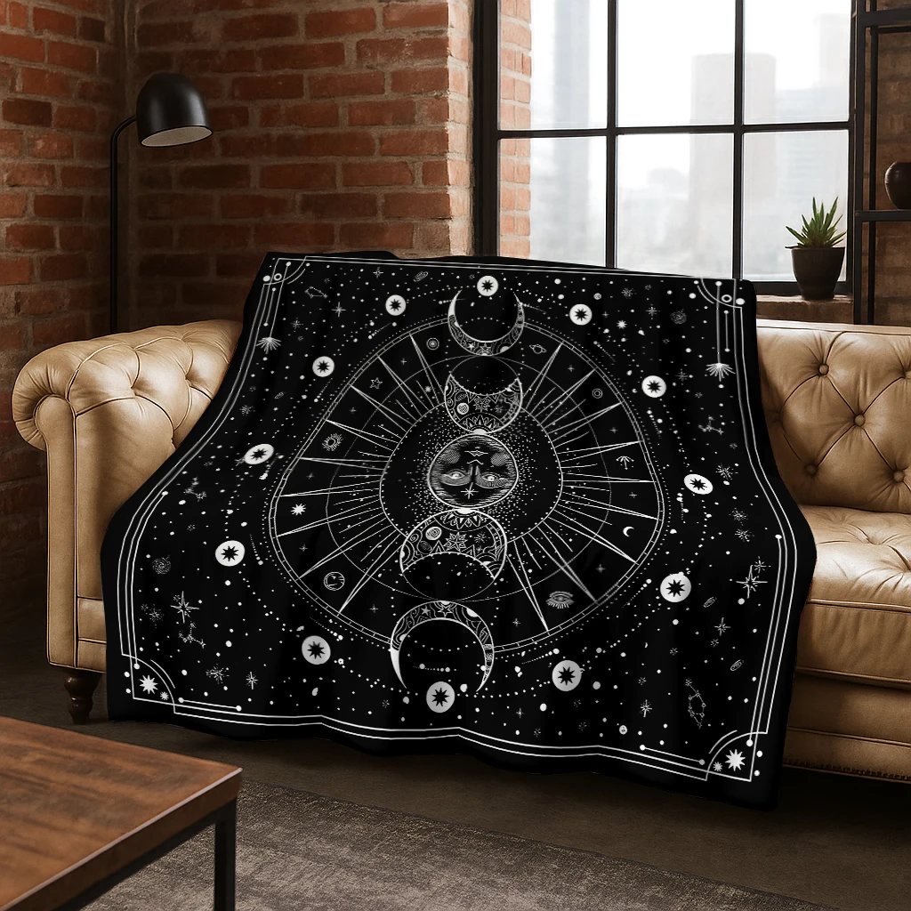 3D Retro Witch Ouija Gothic Spirit Board Flannel Blanket,Warm and Cozy Soft Throw Blanket for Home Bedroom Bed Sofa Travel Cover