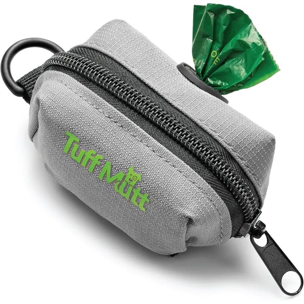 

Durable Fabric Dog Poop Bag Holder with Velcro, Dispenser & Starter Roll for Easy Cleanup