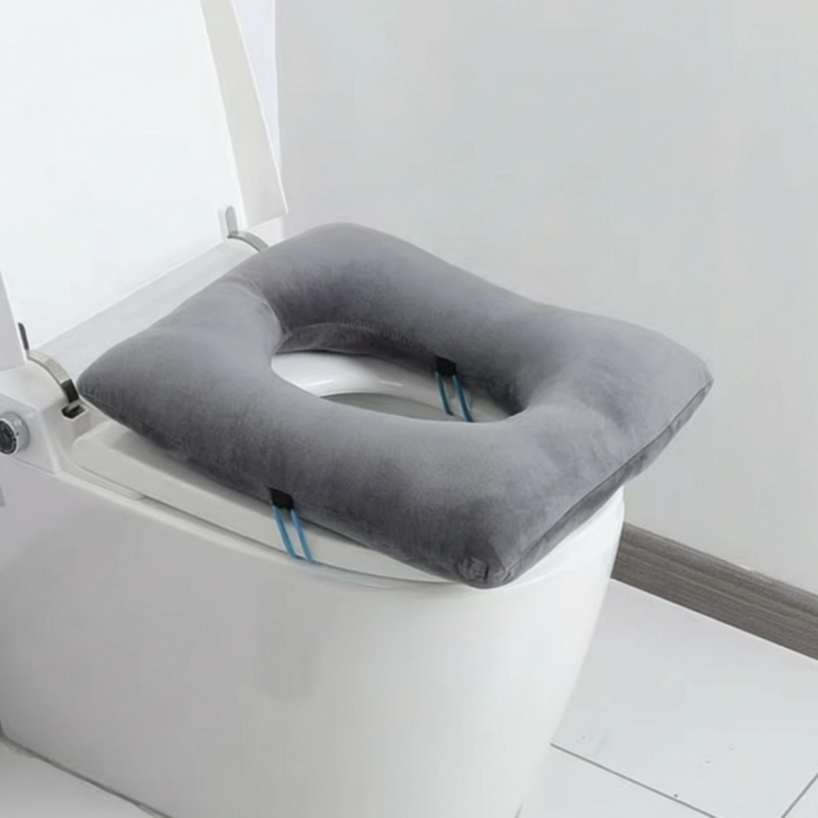 Toilet Seat Cushion Comfortable Toilet Seat Cushion with Fixing Straps Easy to Attach Warm for Elderly, Bathroom, Home Care
