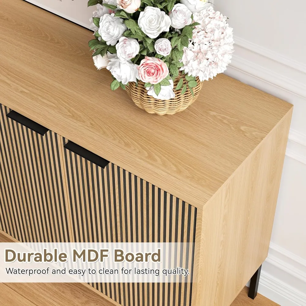 خزانة بوفيه جانبية مع مساحة تخزين، وخزانة Credenza الحديثة المزودة بأبواب وأرفف قابلة للتعديل، وخزائن تخزين لديني #3