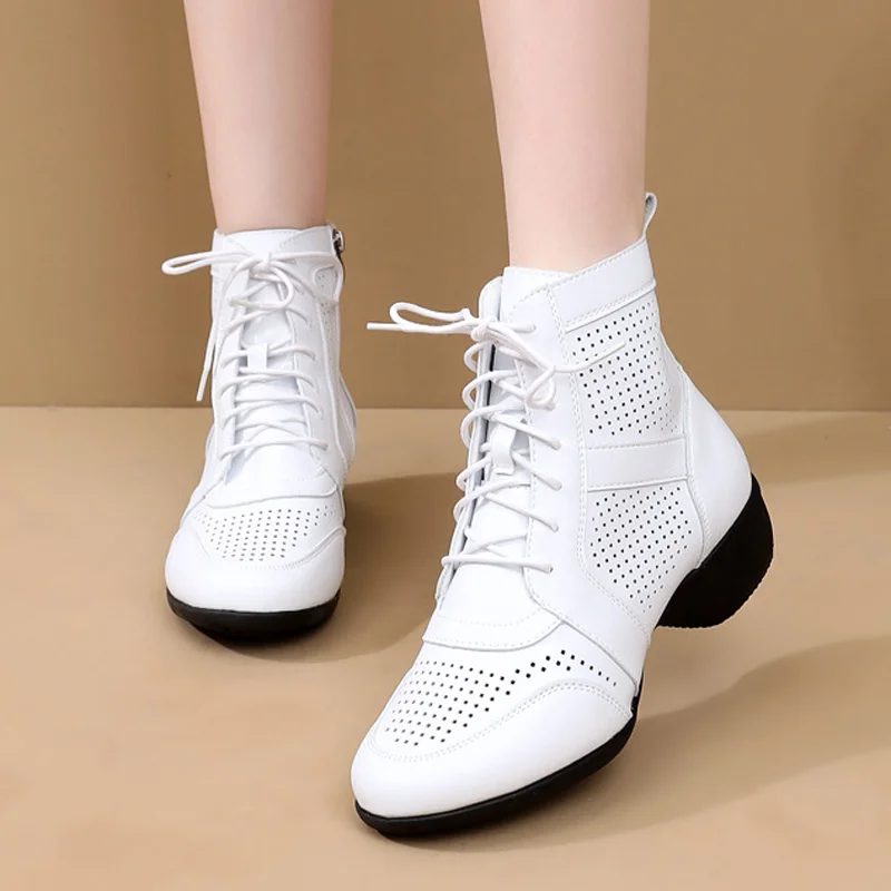 Summer mesh breathable dance boots Women's adult leather dance shoes Soft social dance shoes Jazz dance boots Women's sports sho