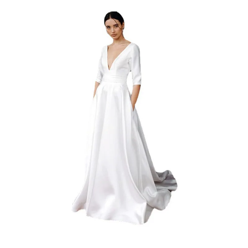 Robe de Mariée Courte en Satin Simple pour Petit Homme, Vêtement de Voyage, Vente aux enchères, Nouvelle Collection Été 2022