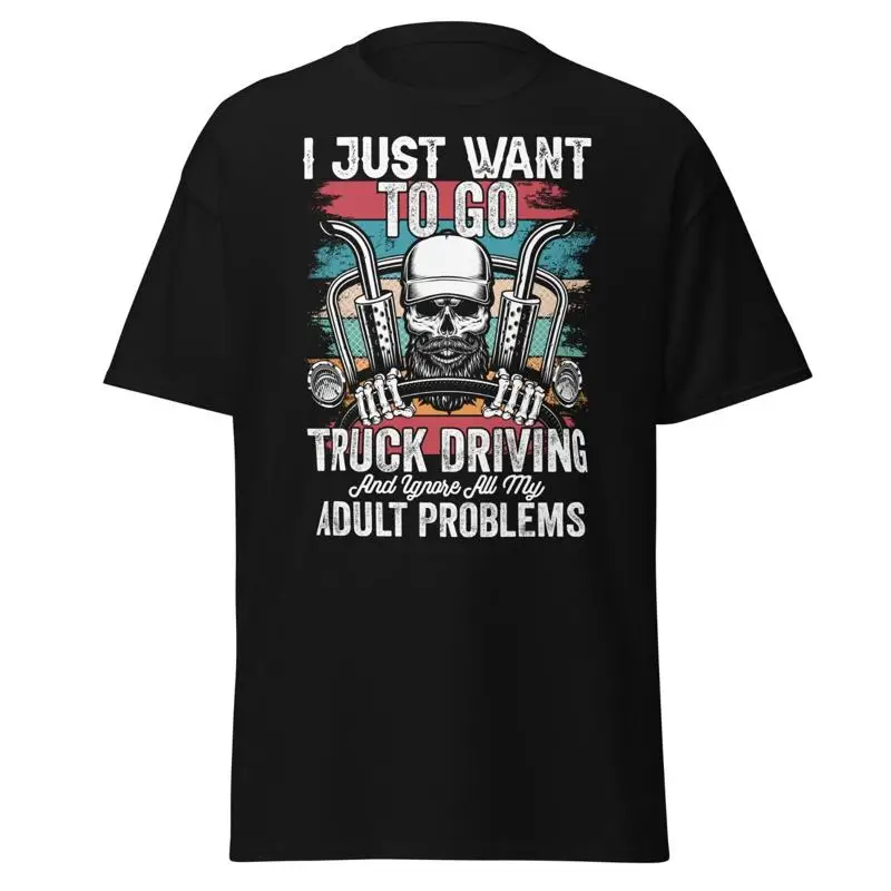 

Забавная футболка для водителя грузовика в стиле ретро с черепом Trucking For