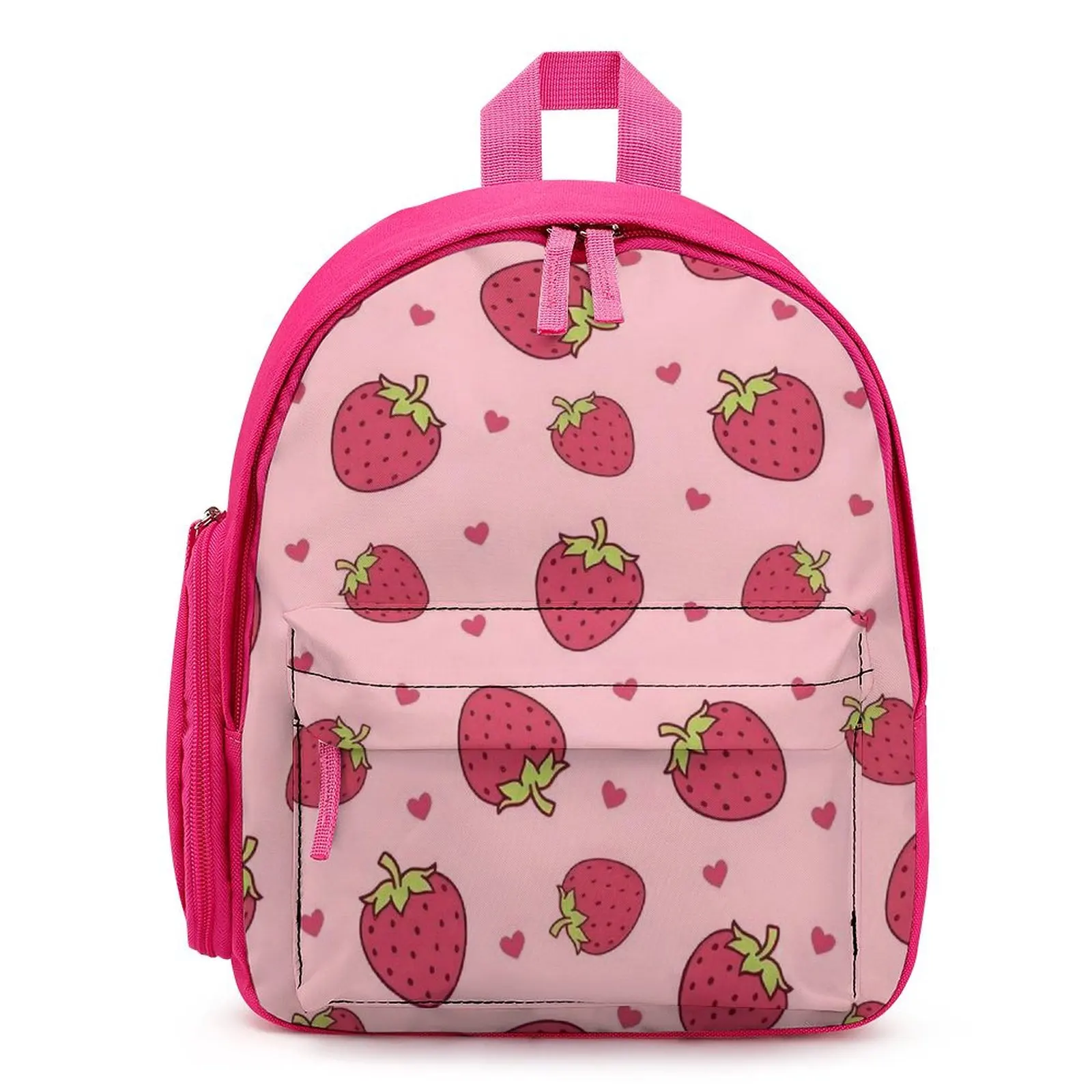 Mochila morango bonito para meninas, padrão dos desenhos animados, personalizado, pequena princesa Fairy Backpack, criança pequena