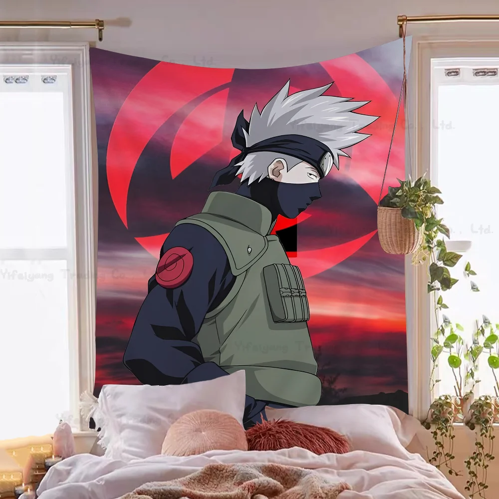 N-Naruto Hatake Kakashi Cartoon Tapestry Art Science Fiction Room Home Decor Wall Hanging Sheets