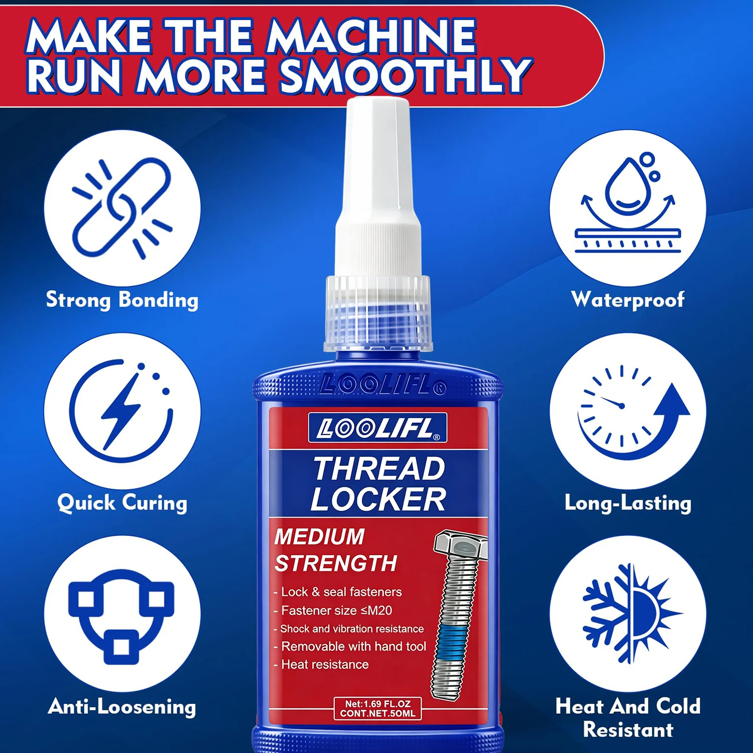 222 262 50ML 10G Threadlocker 243 Medium Strength Screw Glue Anti Rust Blue Thread Locking Agent Adhesive Caulk Adhesives Sealer