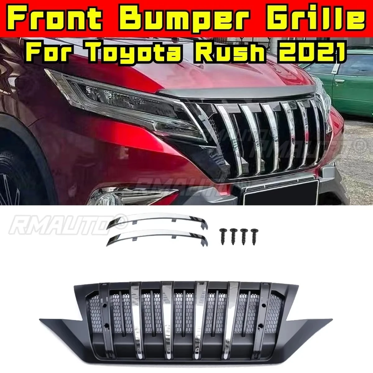 

Car Bumper Grill Decorative Strips Racing Grille Body Kit Front Bumper Grill For Toyota Rush 2021 Exterior Part