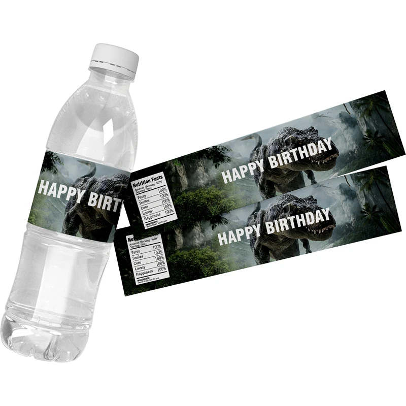 24Pcs Jurassic World Water Bottle Labels Naklejki Happy Birthday Party Decor Baby Shower Dinozaury Motyw opakowania Etykiety Naklejki