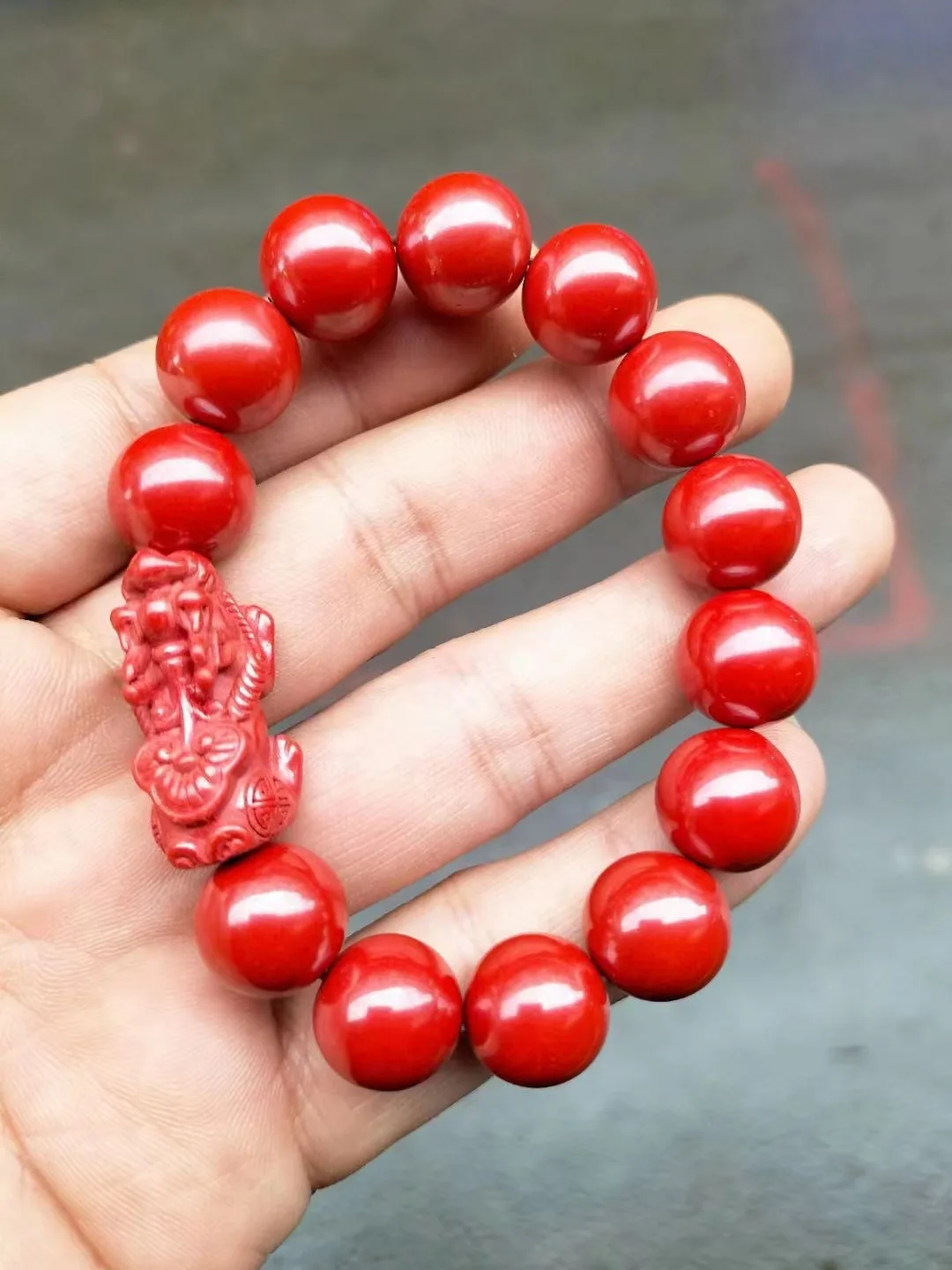 

Natural 100%real red Cinnabar Jade carved brave troops Bless peace beads bracelets for couples woman men Gift with jade bracelet