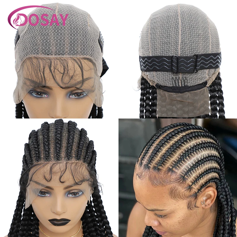 Box Braid Side Part Braided Synthetic Braids Hair Wig Cornrow Braid Wigs Lace Front Wigs Knotless Box Braid Wig For Black Women