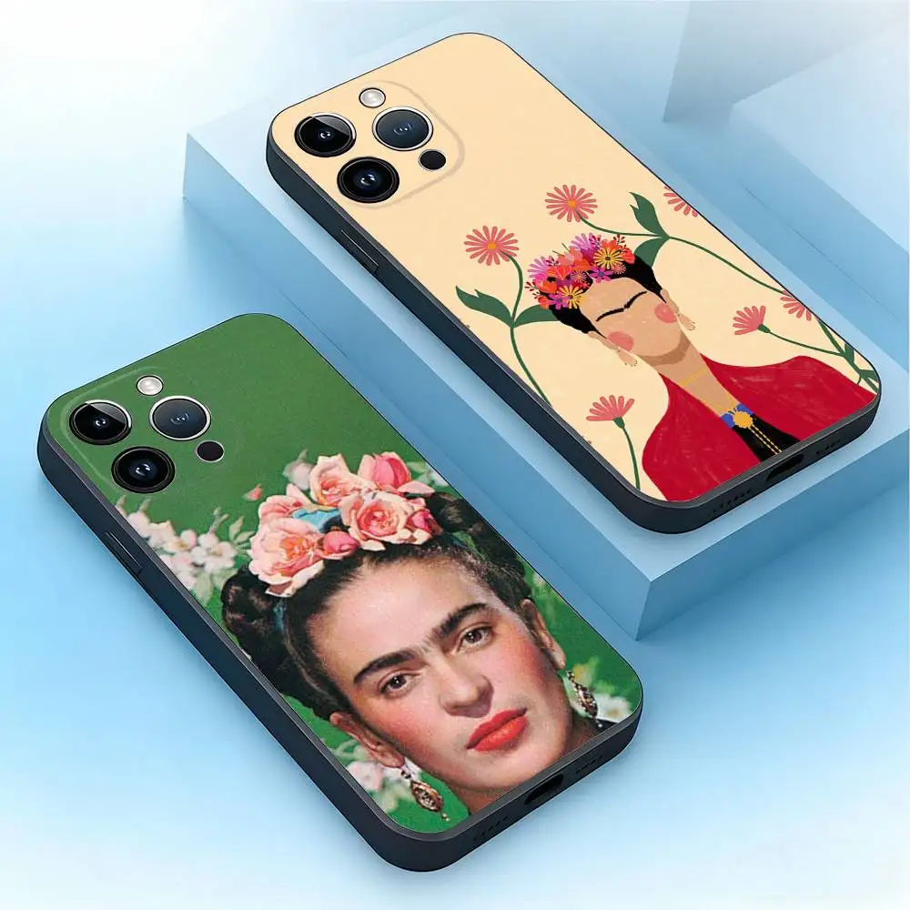 

Artist F-Frida K-Kahlos Phone Case For iPhone 17,16,15,14,13,12,11,Air,XR,Pro,Max,Plus,mini,SE Silicone Black Cover