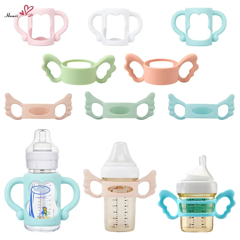 NEW Baby Bottle Grip Handle Silicone Wide Mouth Handles for Universal Milk Bottle Heat Resistant Baby Feeding Bottle Accessories