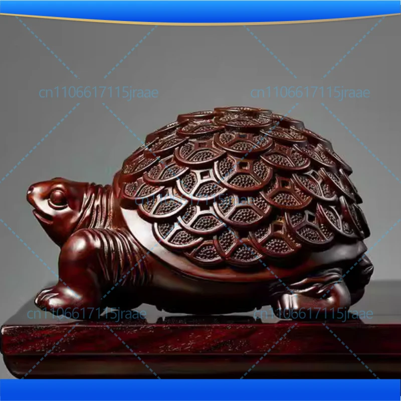 Rosewood Engrave Turtle Figurine ，Auspicious animals Chinese characteristic Home  Office Table decoration and accessories