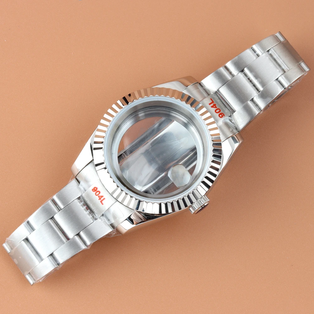 

NH35 36mm 39mm Silvery Watch Case Brushed Oyster Strap Waterproof For Luxury Men's Watch Case For NH35 NH36 Movement 316L Steel