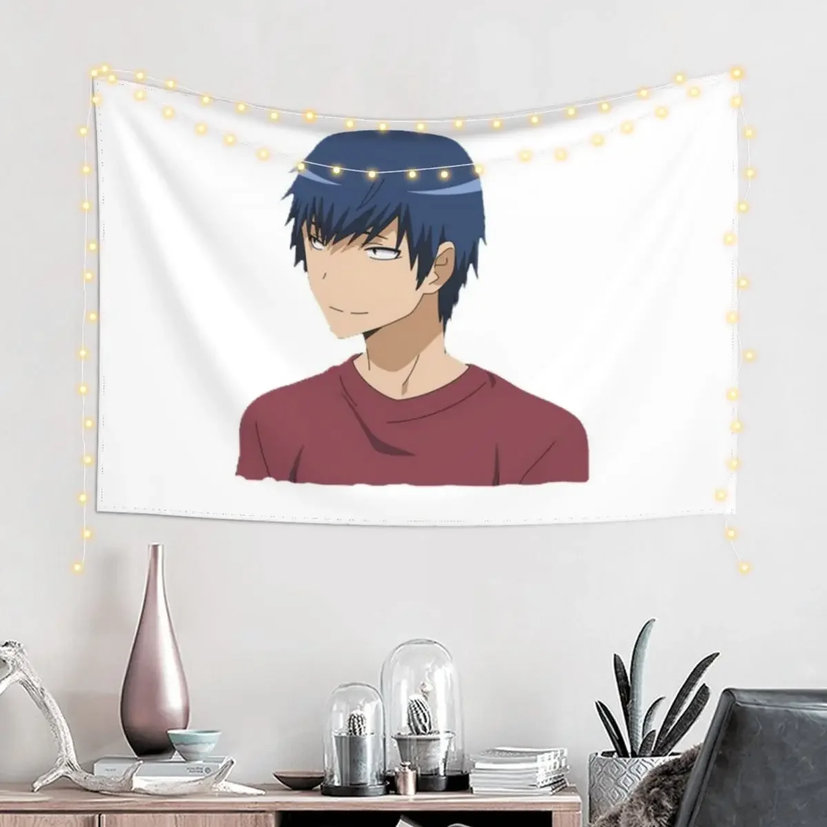 Toradora - Ryuji Takasu - Smiling. Tapestry Wall Deco Room Ornaments Room Decorator Wall Hangings Decoration Tapestry