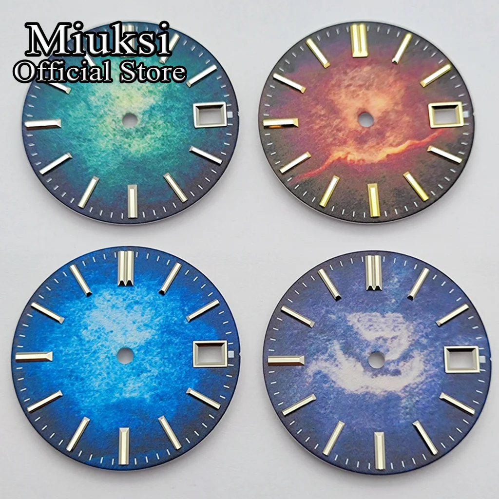 

Miuksi 28,5 мм стерильный циферблат часов подходит для NH35 автоматический механизм подходит для заводной головки 3/3,8 часа