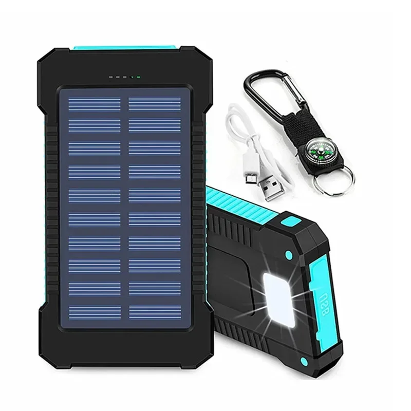 

Waterproof Battery Charging Power Bank with Solar Panel, Portable 20000mAh Battery Pack Emergency Supply