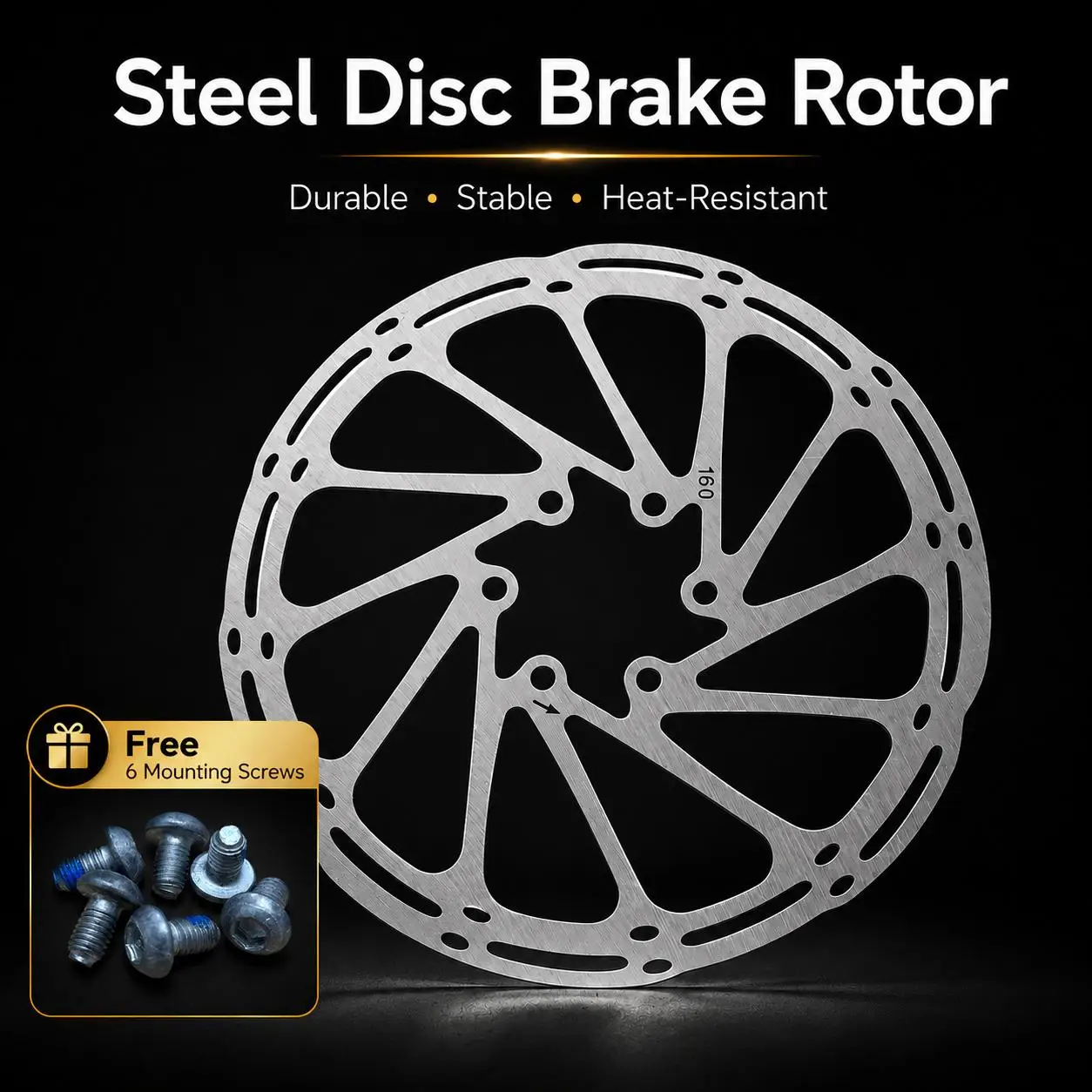 160mm /180mm/203mm Bike Disc Brake Rotor, Lightweight 6-Bolt Bicycle Brake Disc with 6 Bolts, Heat-Resistant MTB Bike Rotor