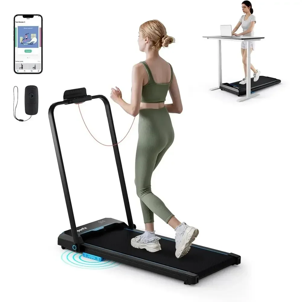 Dual-Purpose Portable Treadmill: 2.5HP, 340lbs Capacity, Folding Walking Pad with Handle, Desk-Under Design, Remote & LED Displa